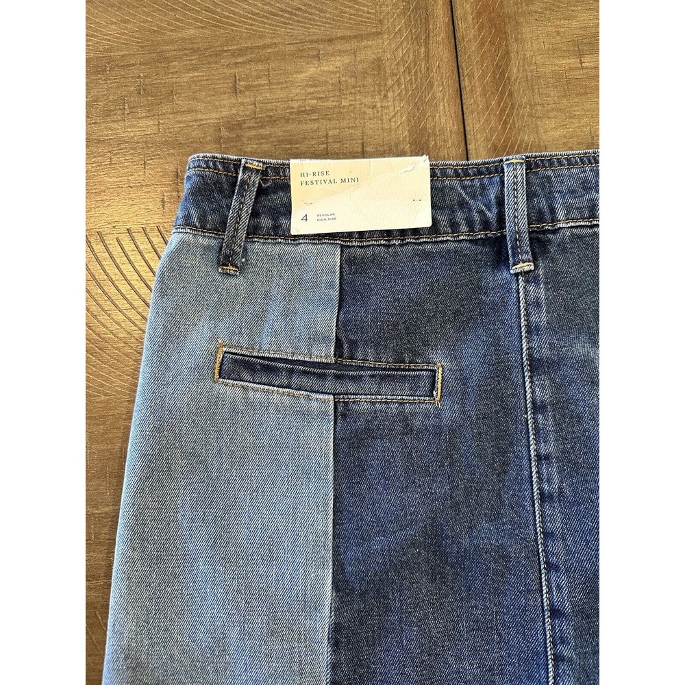 NWT AEO American Eagle Hi-Rise Festival Mini Denim Patchwork Jean Skirt Size 4 - Picture 5 of 12